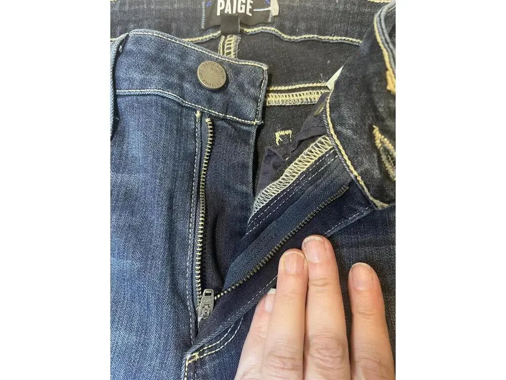 Paige Hoxton Ankle High Rise Skinny Stretch Jeans in Dark Blue Size 27 - Picture 7 of 14